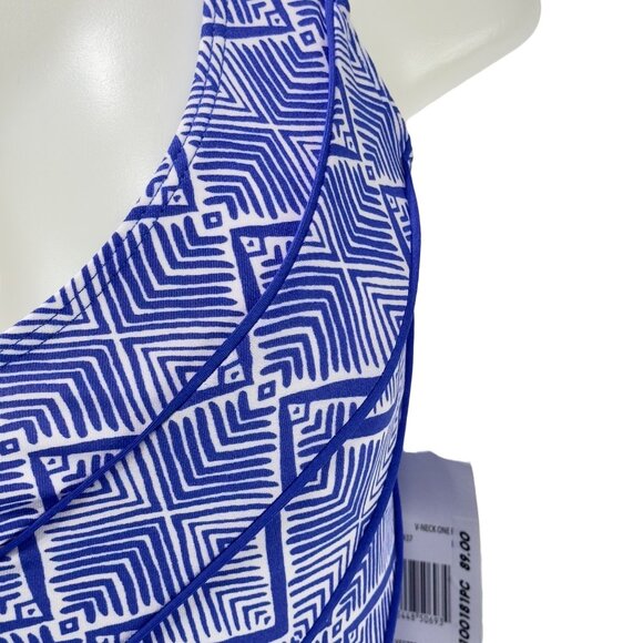 GABOR Women's Swimsuit 1 Piece Blue White Geometric Hydrofinity Fabric Size 8 - Picture 4 of 9